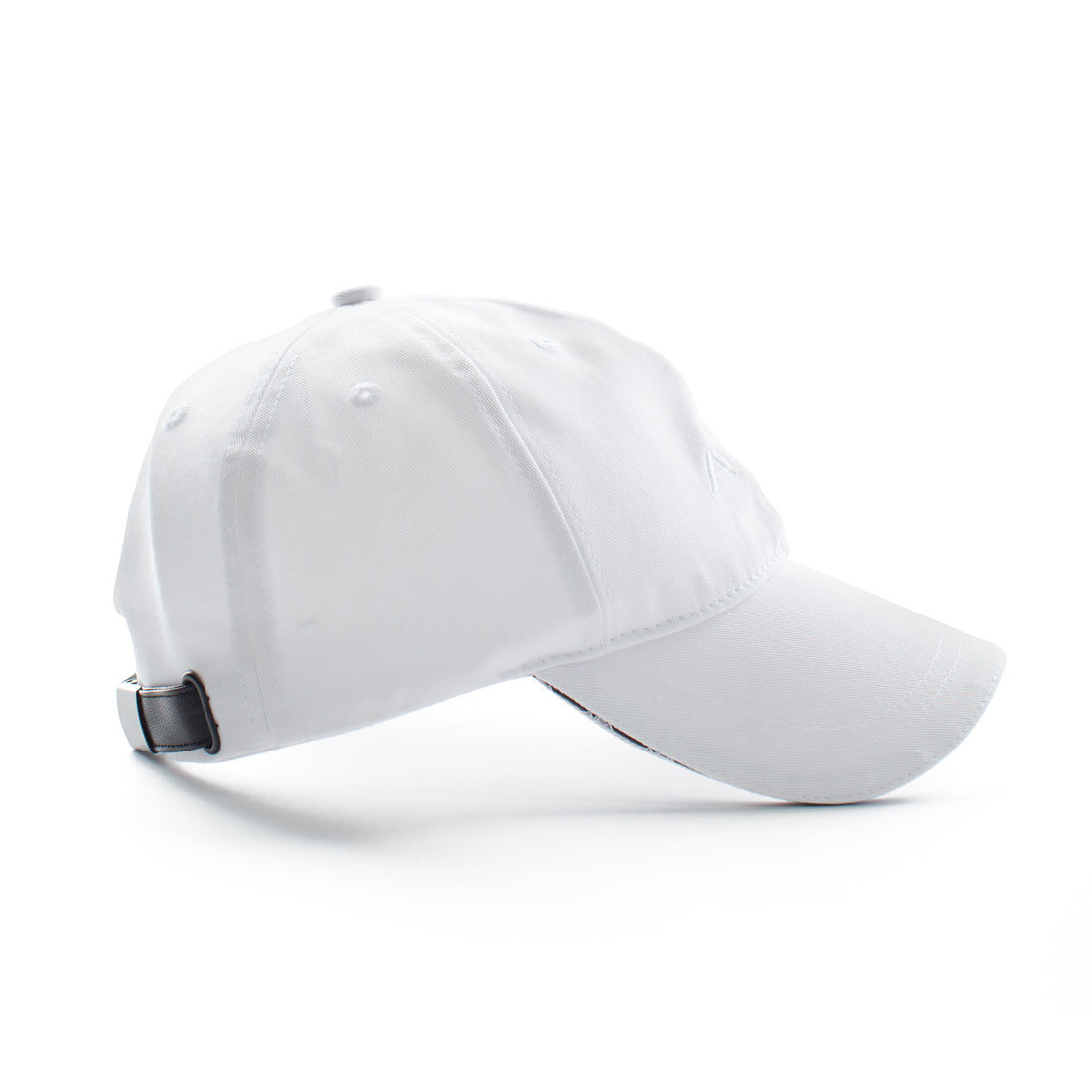 AIEA Golf Black and White Strapback Hat Made from quality cotton, with a faux leather strap and unique logo rim detail