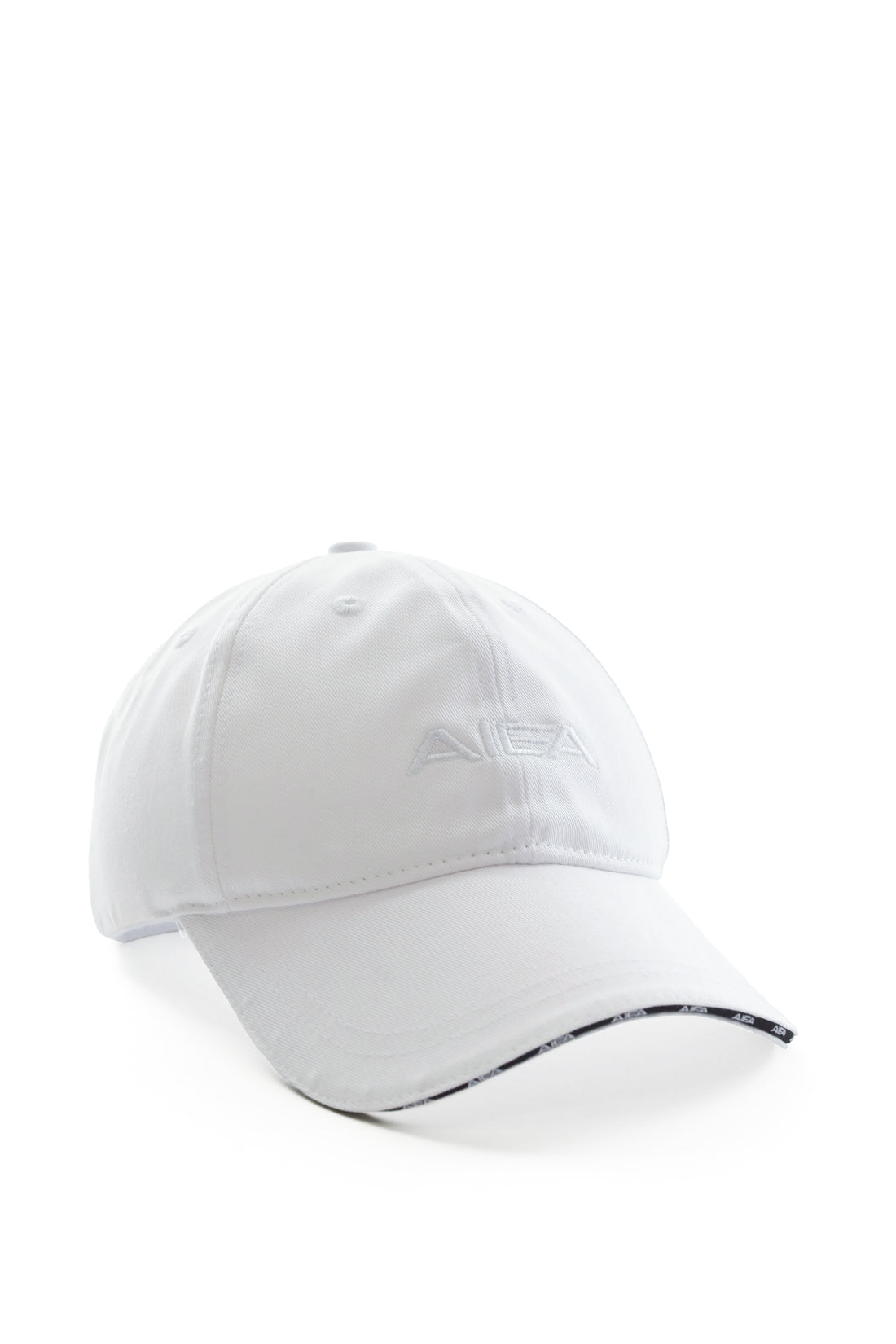 AIEA Golf Black and White Strapback Hat Made from quality cotton, with a faux leather strap and unique logo rim detail