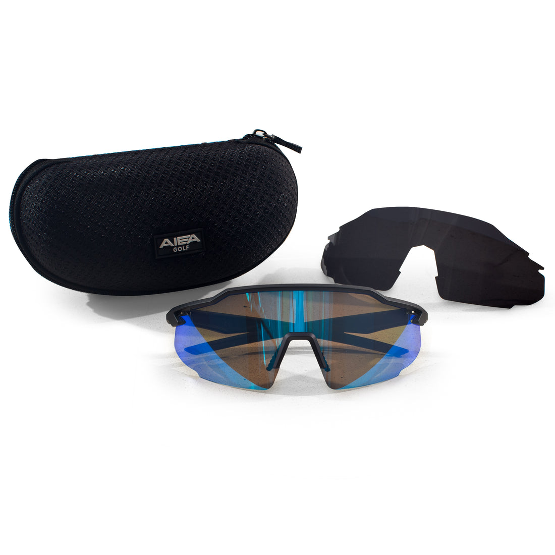 AIEA Golf Fairway Sunglasses in blue mirror lens, UV400 with flexible frame and nosepiece